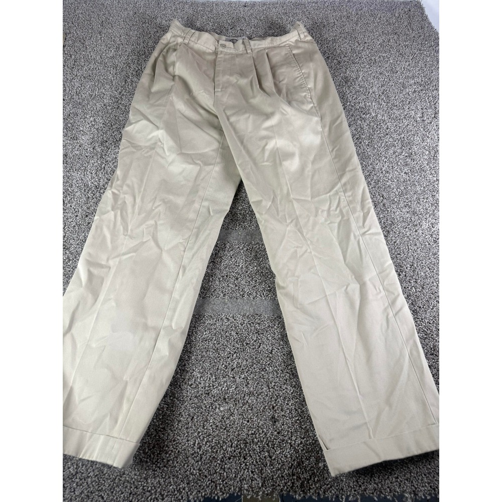 Callaway Golf Chino Pants Men's Beige Pleated Front Cotton Golf Slacks - 34x32